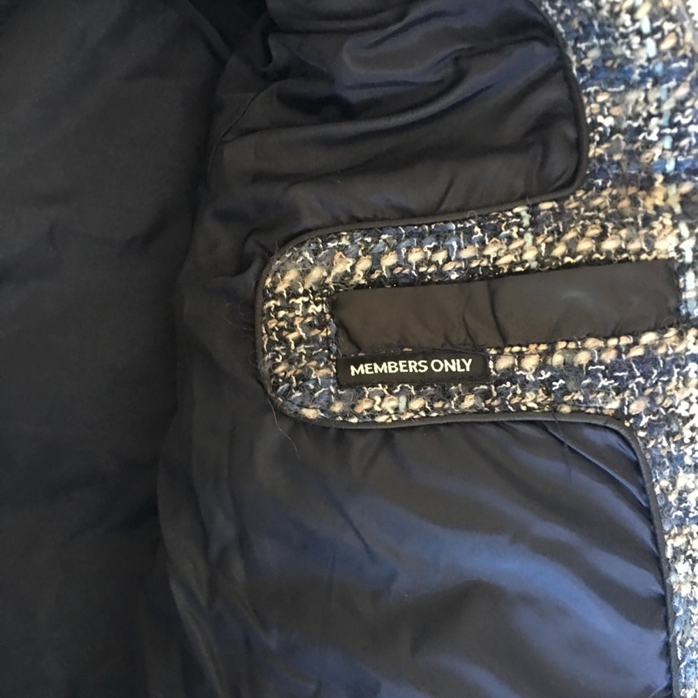 NWT Members Only Tweed Bomber Puffer Jacket Size M - Picture 4 of 5